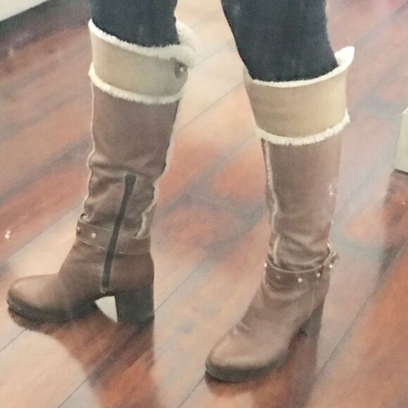 NAPOLEONI fur lined cognac leather MADE IN ITALY BOOTS, size 6 - Picture 6 of 9